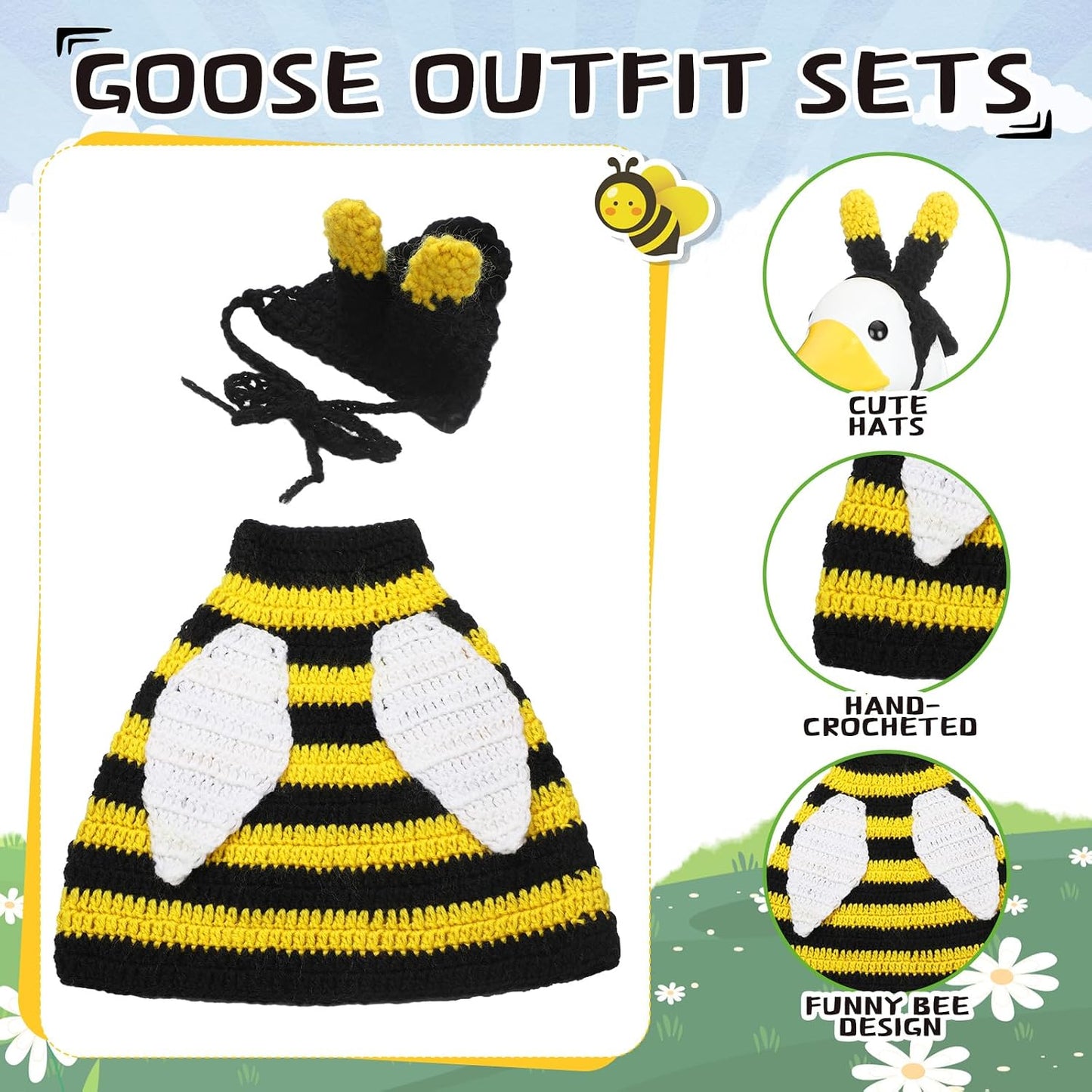 Traje ganso abeja primavera rayas ganchillo porche