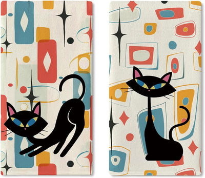 Set 2 Servilletas cocina estilo Mid Century abstracta 18x26