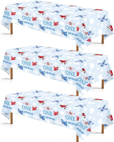 Mantel de cumpleaños de avión para niños de plástico impermeable