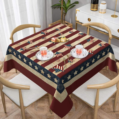 Mantel cuadrado con bandera estadounidense 54x54 pulgadas resistente al agua