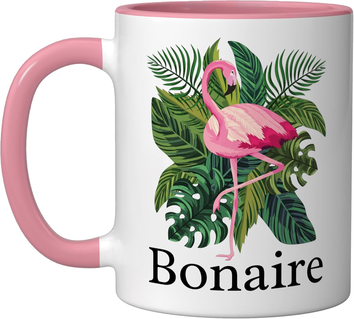 Taza cerámica Bonaire Souvenir rosa/blanca