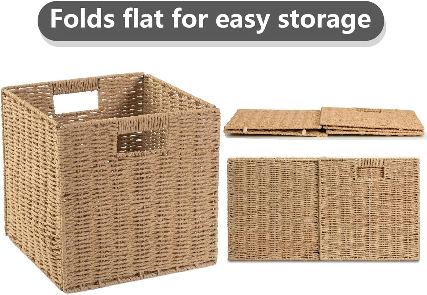 Cesta mimbre plegable para baño y dormitorio