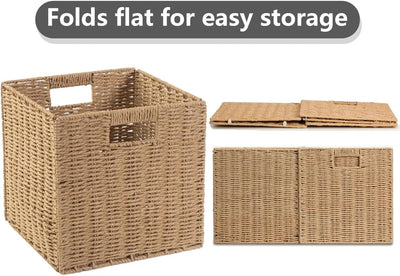 Cesta mimbre plegable para baño y dormitorio