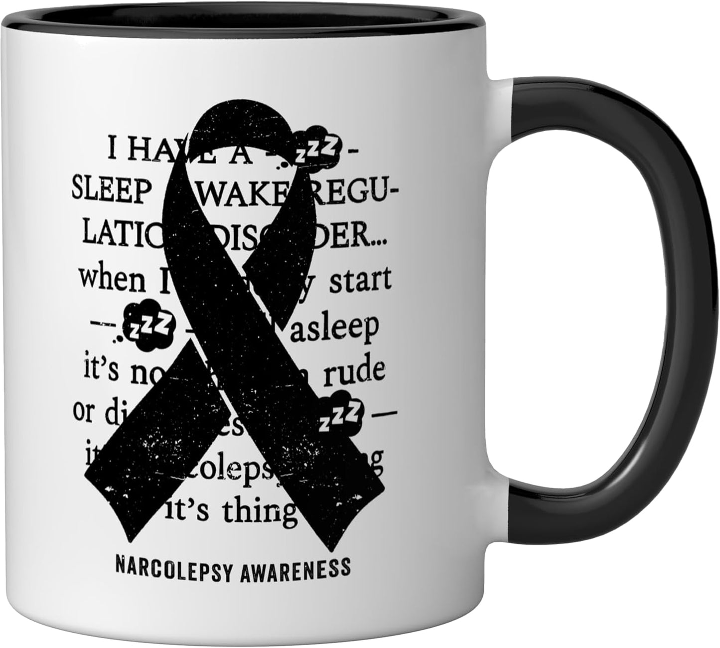 Taza cerámica Narcolepsy Warrior negra/blanca