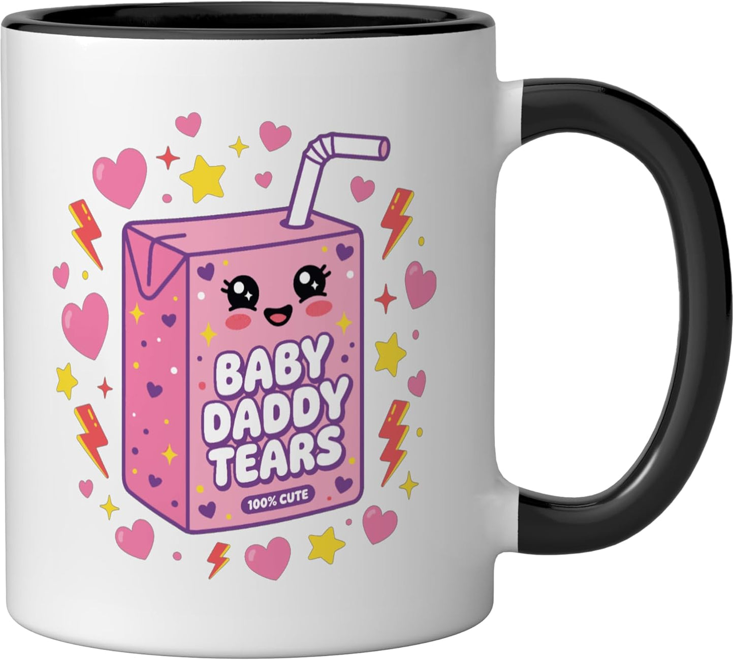 Taza Cerámica Kawaii con Diseño de Bebé y Papá Negro/Blanco