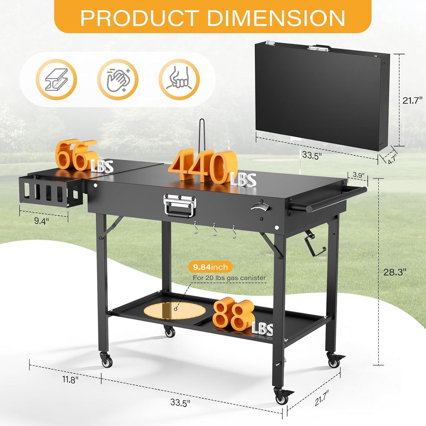 Mesa plegable para horno pizza aire libre