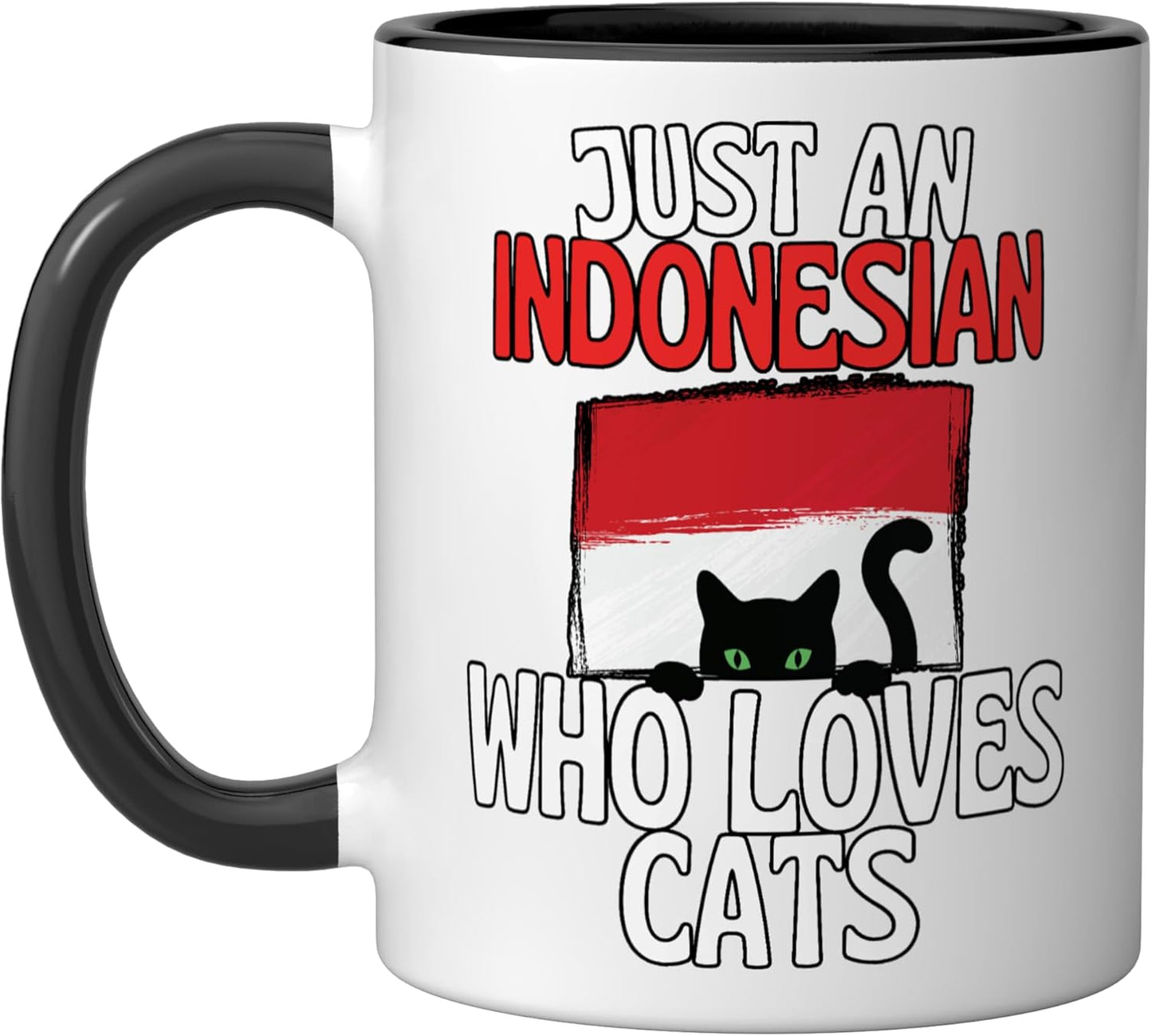 Taza cerámica para Indonesia, negro/blanco