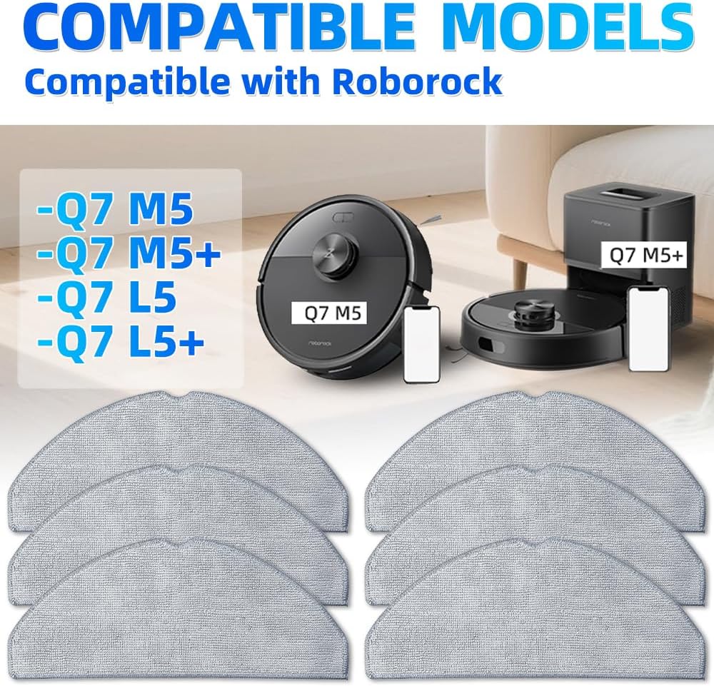 6 Almohadillas trapeador Roborock Q7 M5 L5 Giratorias