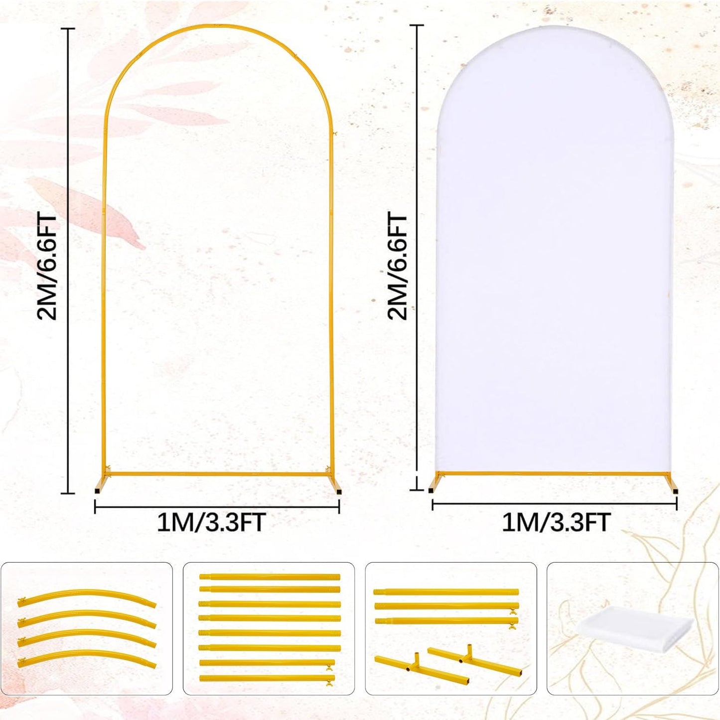Soporte arco metal cubierta blanca 6.6ft eventos