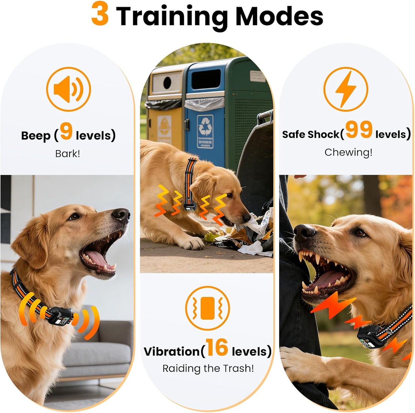 Collar antiladridos 2en1 para perro 4500ft con control remoto