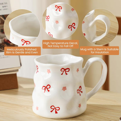 Taza de café de cerámica pintada a mano con lazos