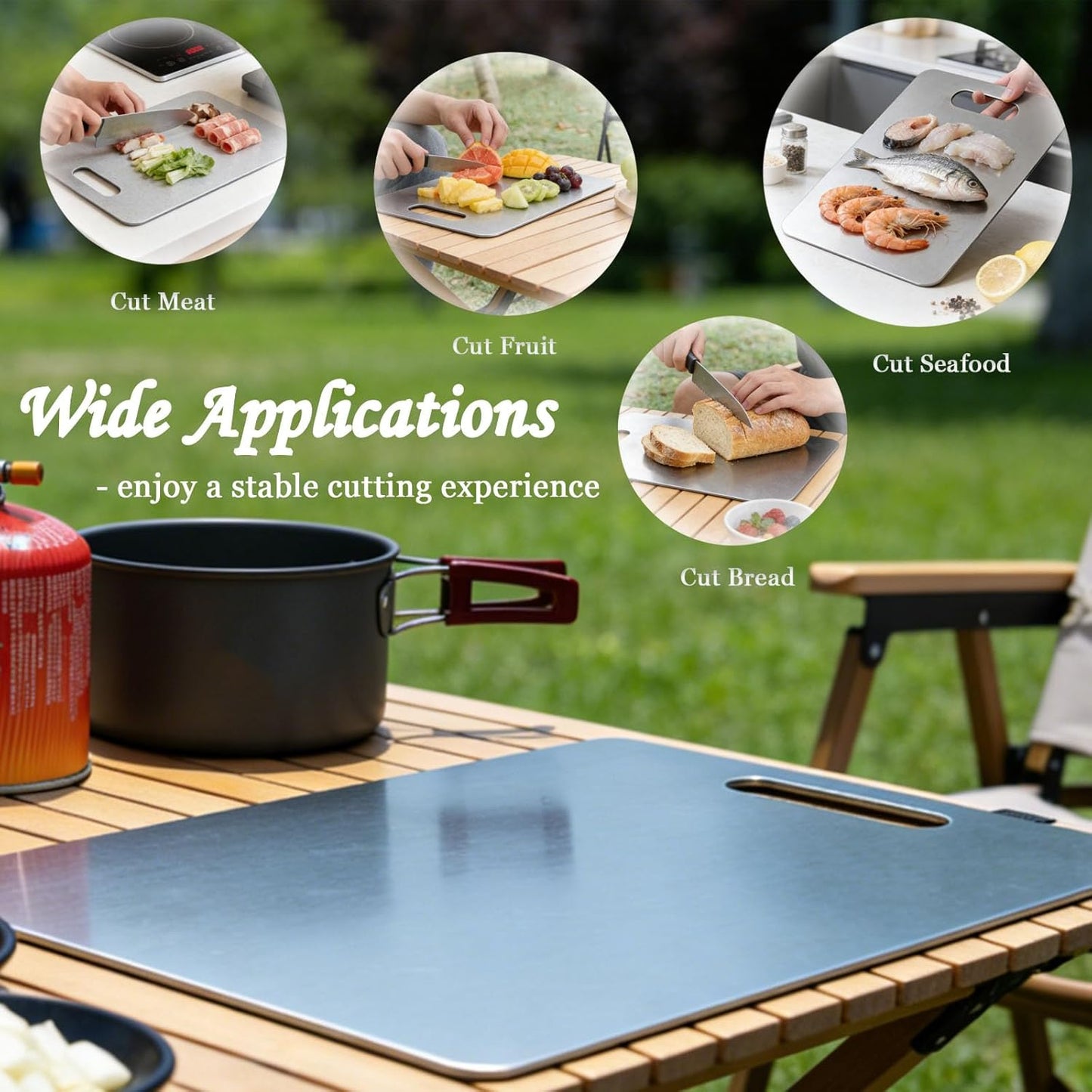 Set 2 Tablas Cortar Titanio Puro Doble Cara Cocina Campamento