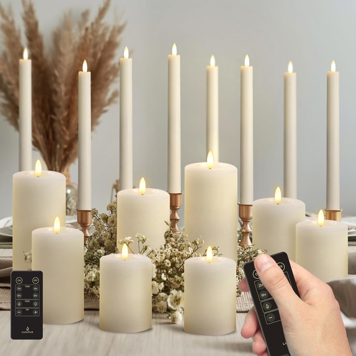 Juego 18 velas LED parpadeantes sin llama 3-7pulg