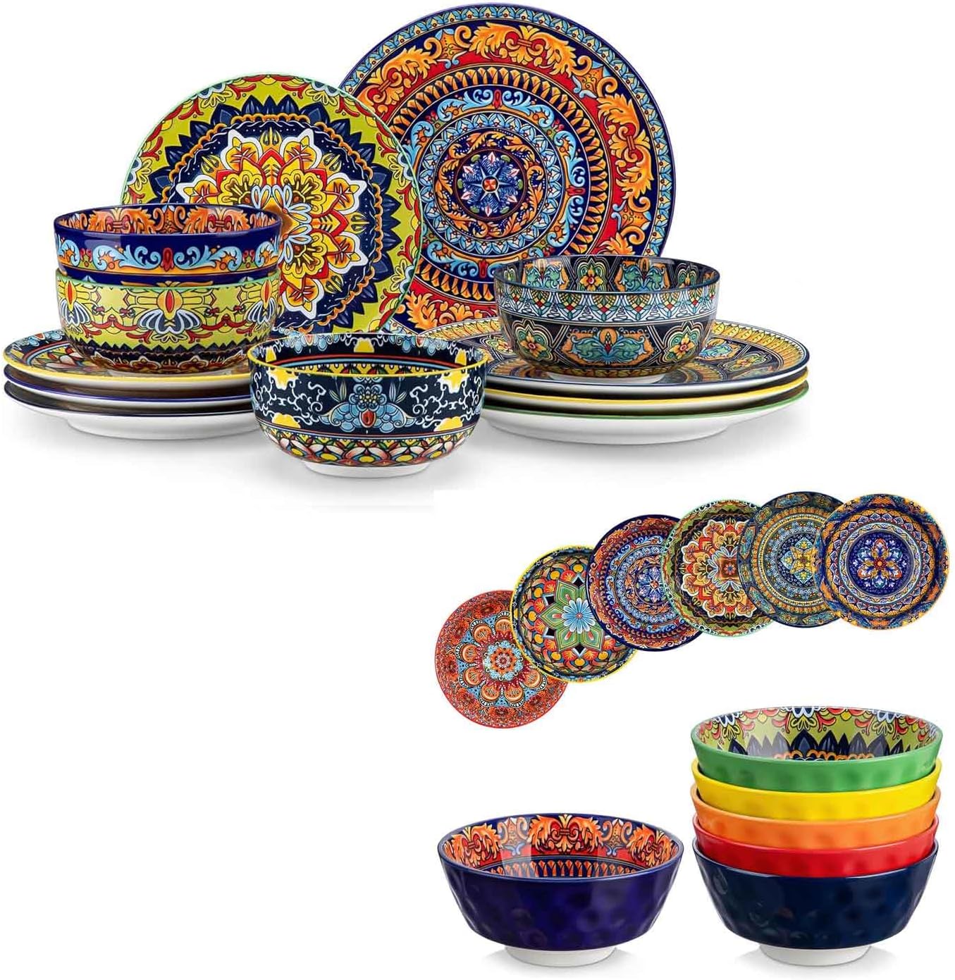Set 12 Pzas Platos Cuencos Estilo Bohemio