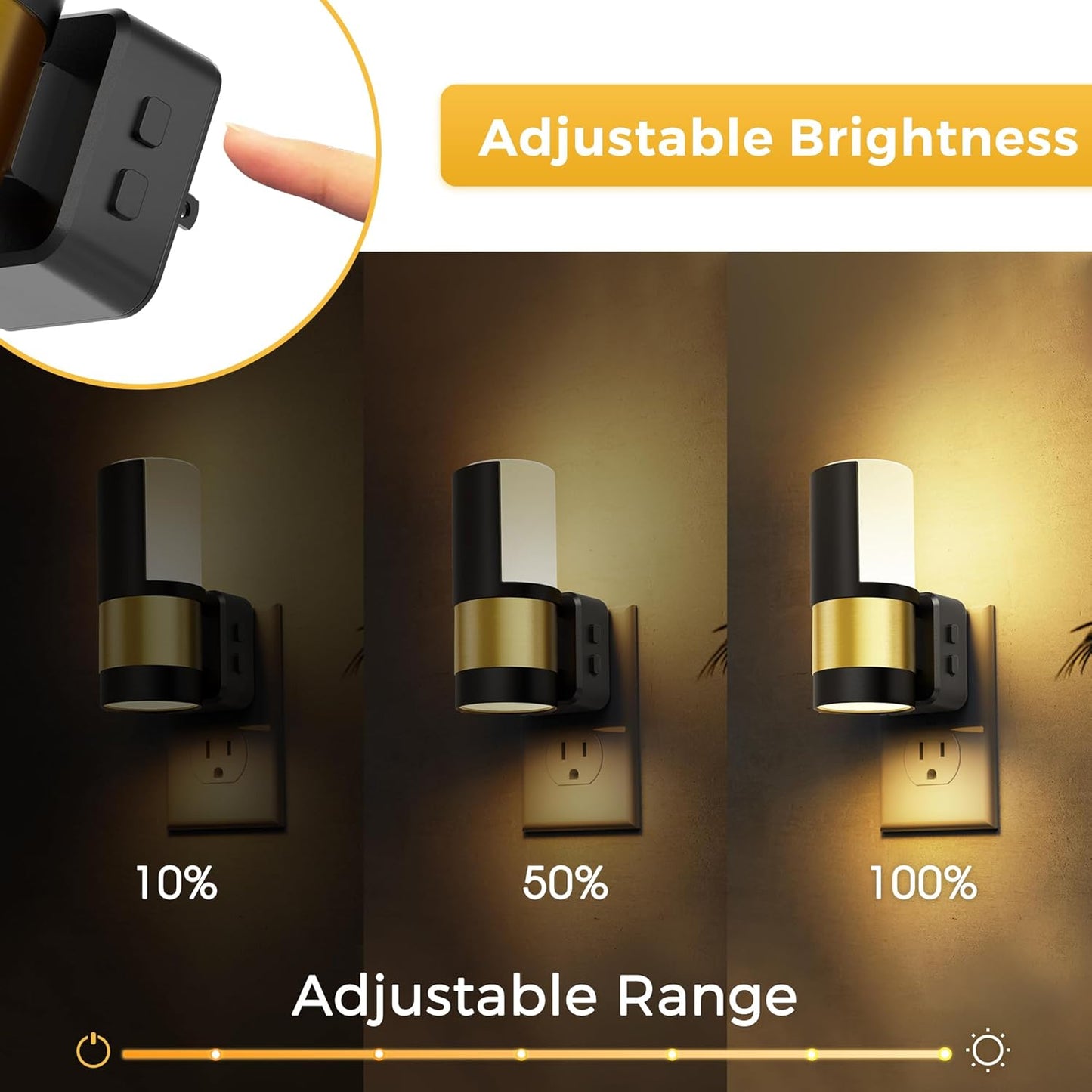 Luces nocturnas enchufables regulables con sensor