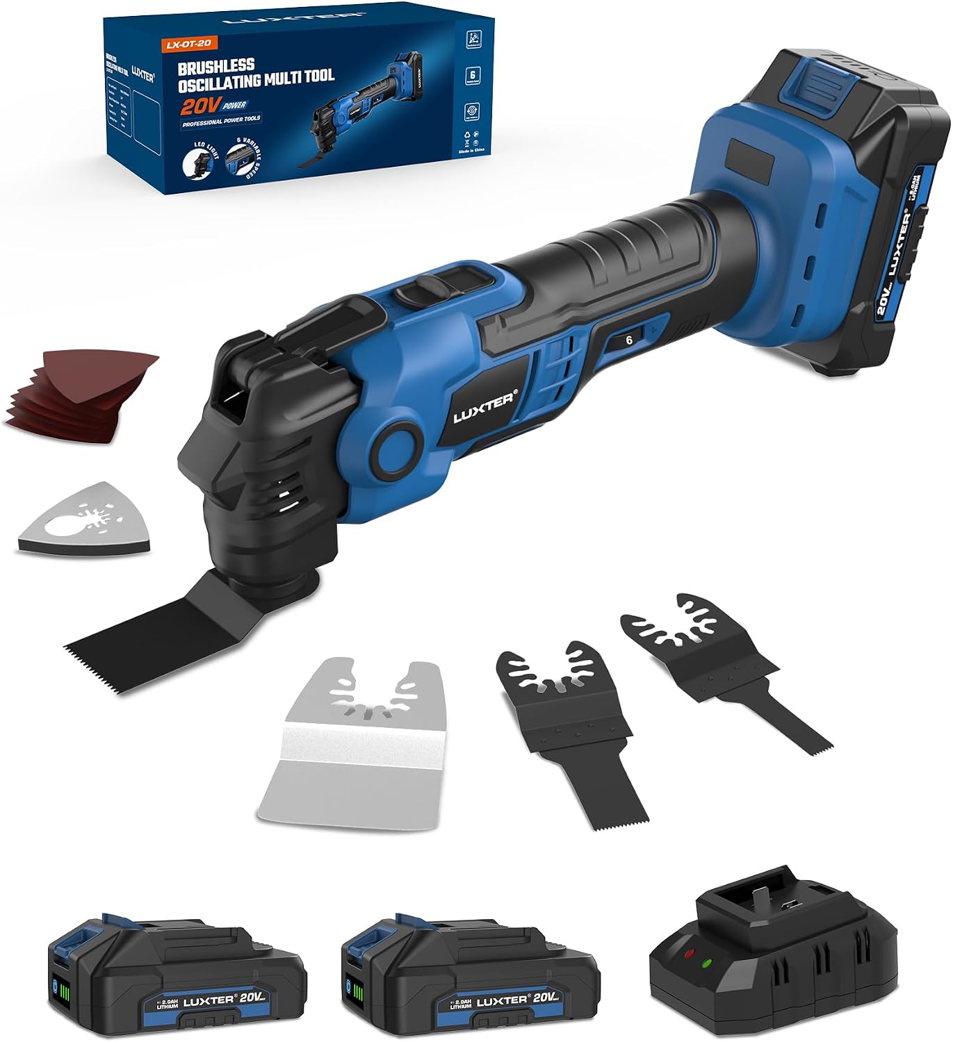 Multiherramienta oscilante 20V 6 vel 3.5° para madera y lijar
