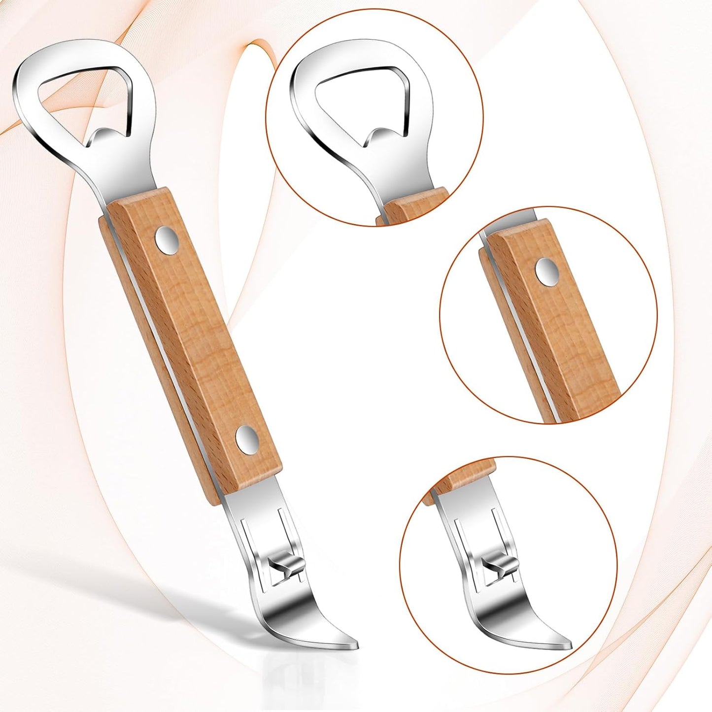 2 Unids Abrelatas con Imán Mango Madera Acero Inox para S Bebidas