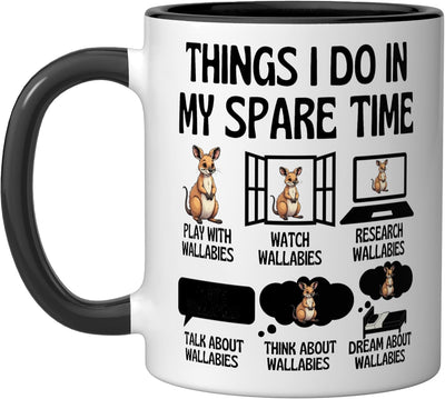 Taza cerámica de wallaby negro/blanco con frases divertidas
