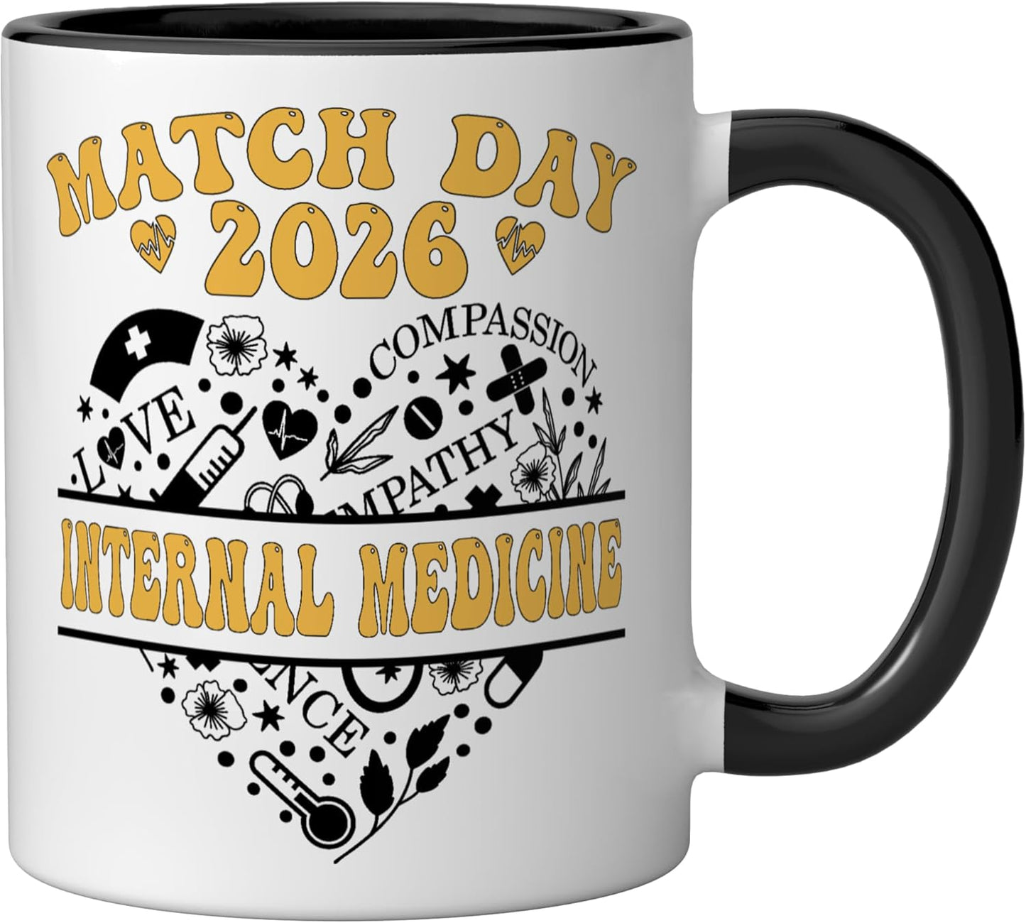 Taza de cerámica Match Day 2026 para hombre y mujer color negro y blanco