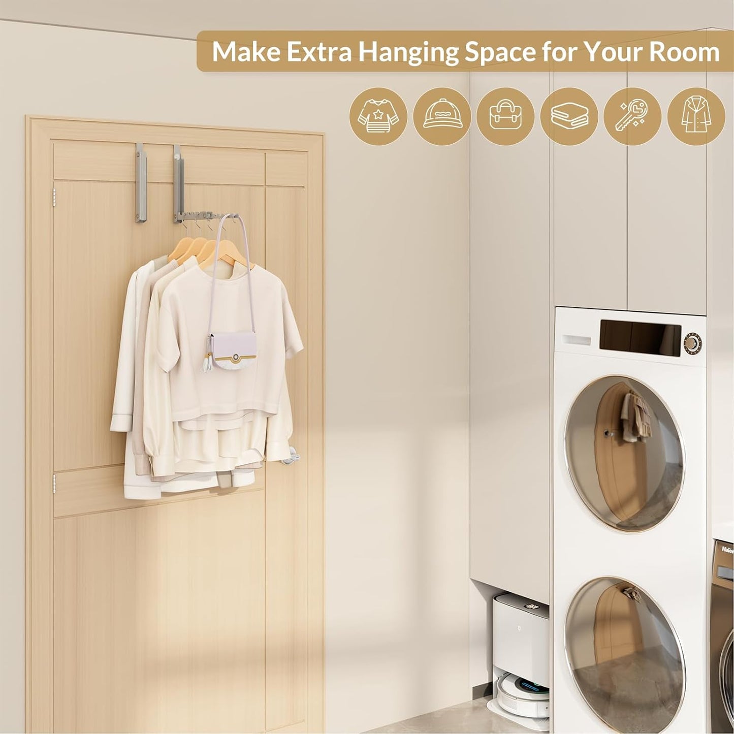 Gancho plegable puerta con 10 crestas estante secado gris