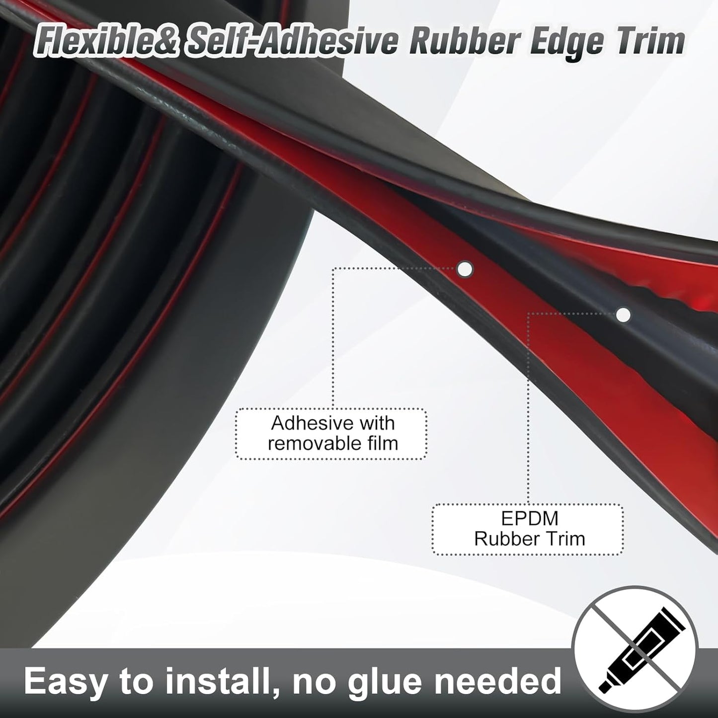 Protector borde goma flexible autoadhesivo para vidrio espejo