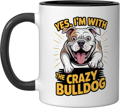 Taza de cerámica perro bulldog cartoon negro/blanco