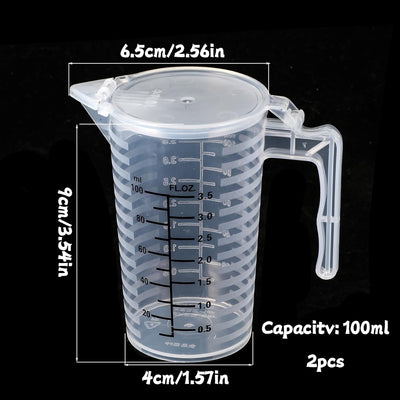 Vaso medidor plástico 3.4oz con tapa set 2