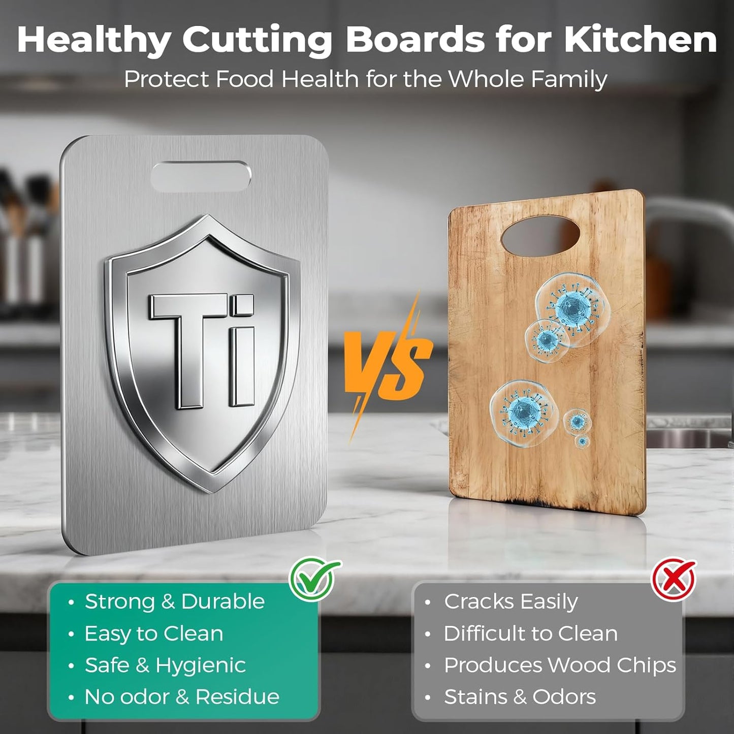 Tabla de cortar de titanio 100% puro para cocina sin toxinas
