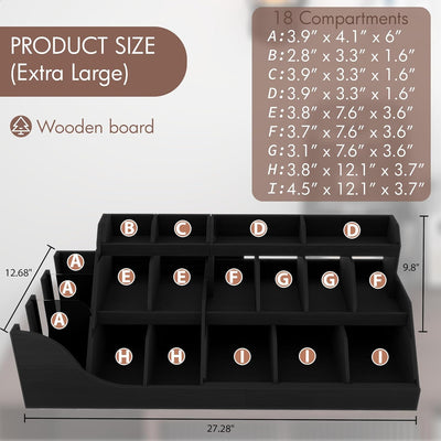 Organizador de café madera para despensas oficina 3 niveles negro