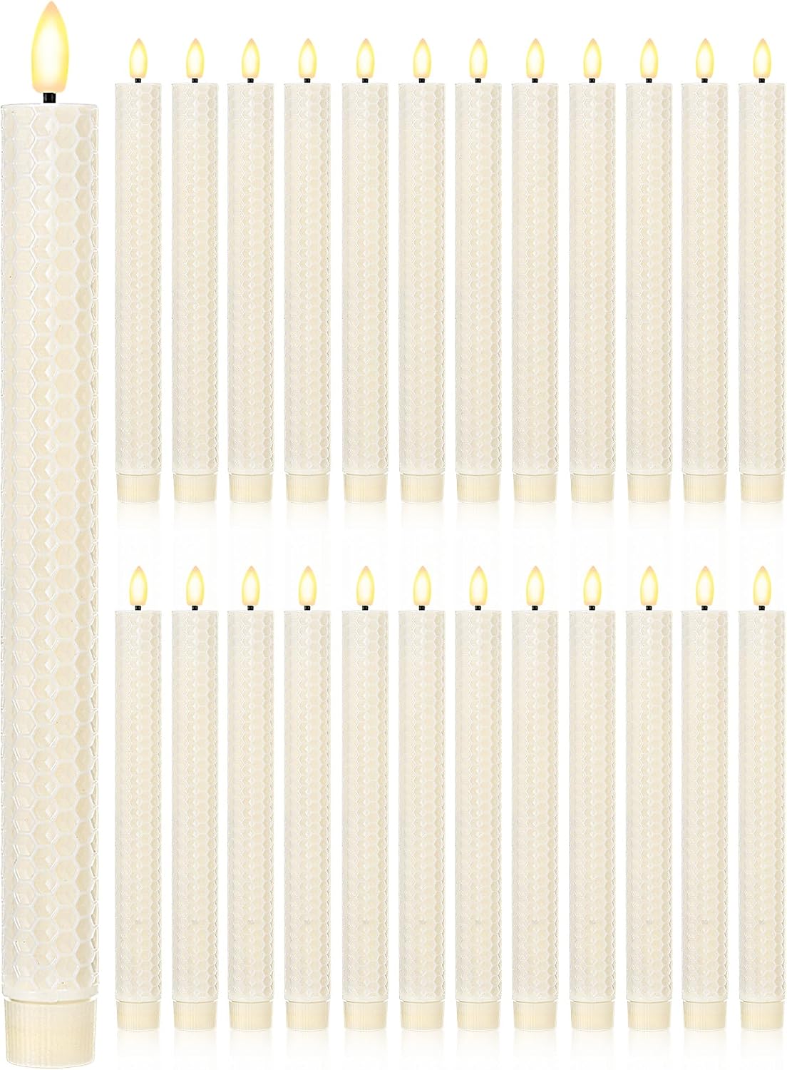 24 Velas Cónicas LED Parpadeantes 11pulg Marfil