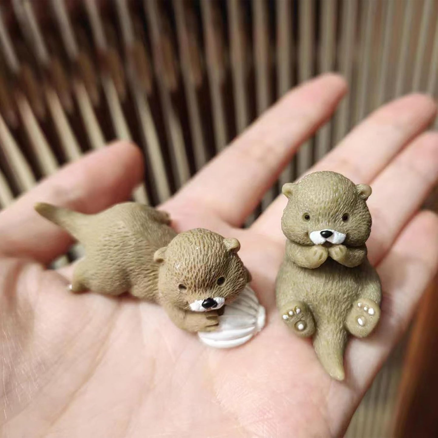 12 figuras nutria miniatura para jardines de hadas y pasteles