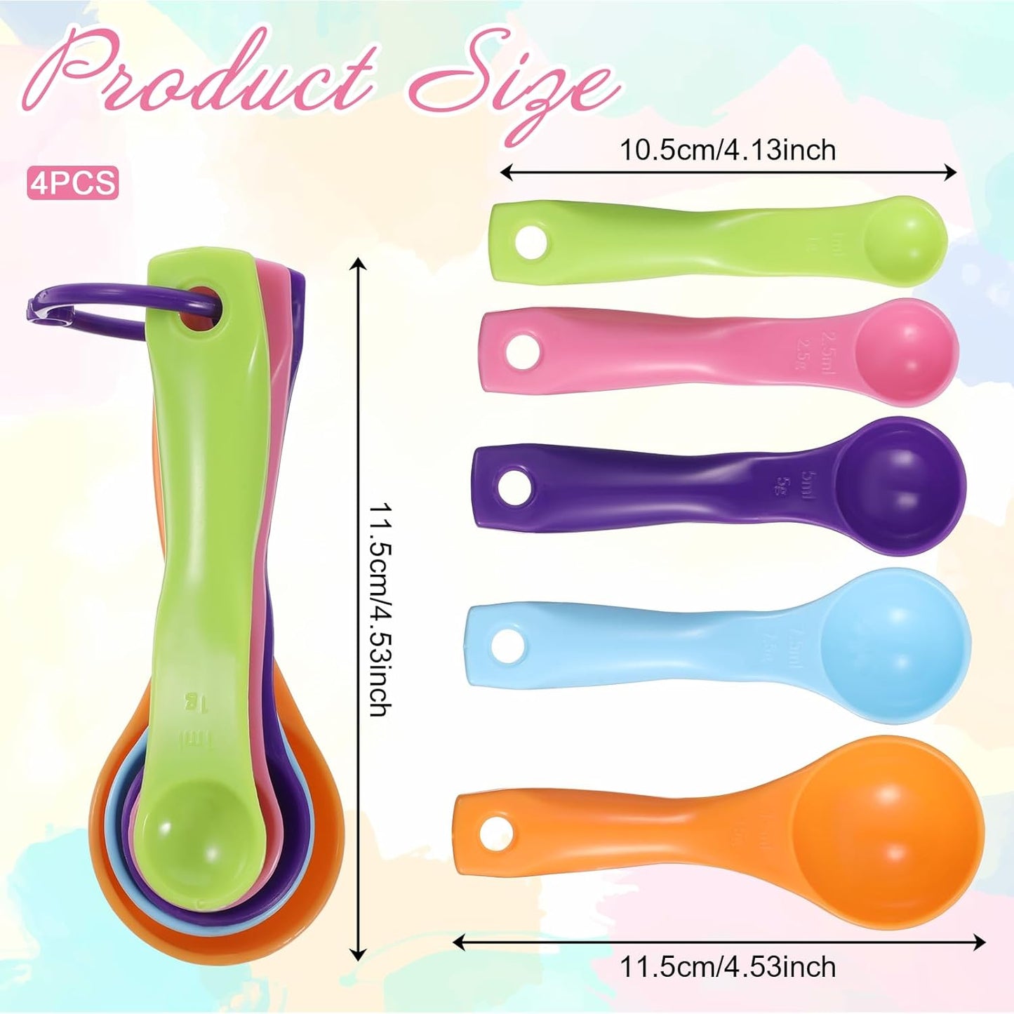 20 cucharas medidoras de plástico coloridas para cocina y hornear