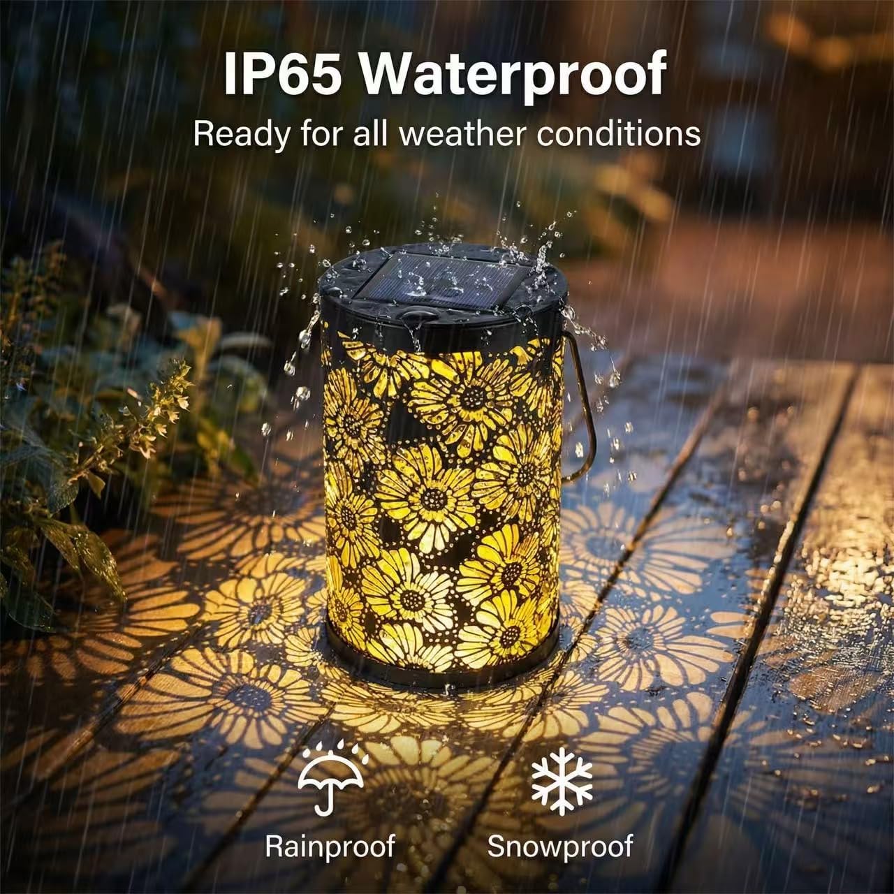 Linterna solar girasol colgante LED impermeable patio jardín