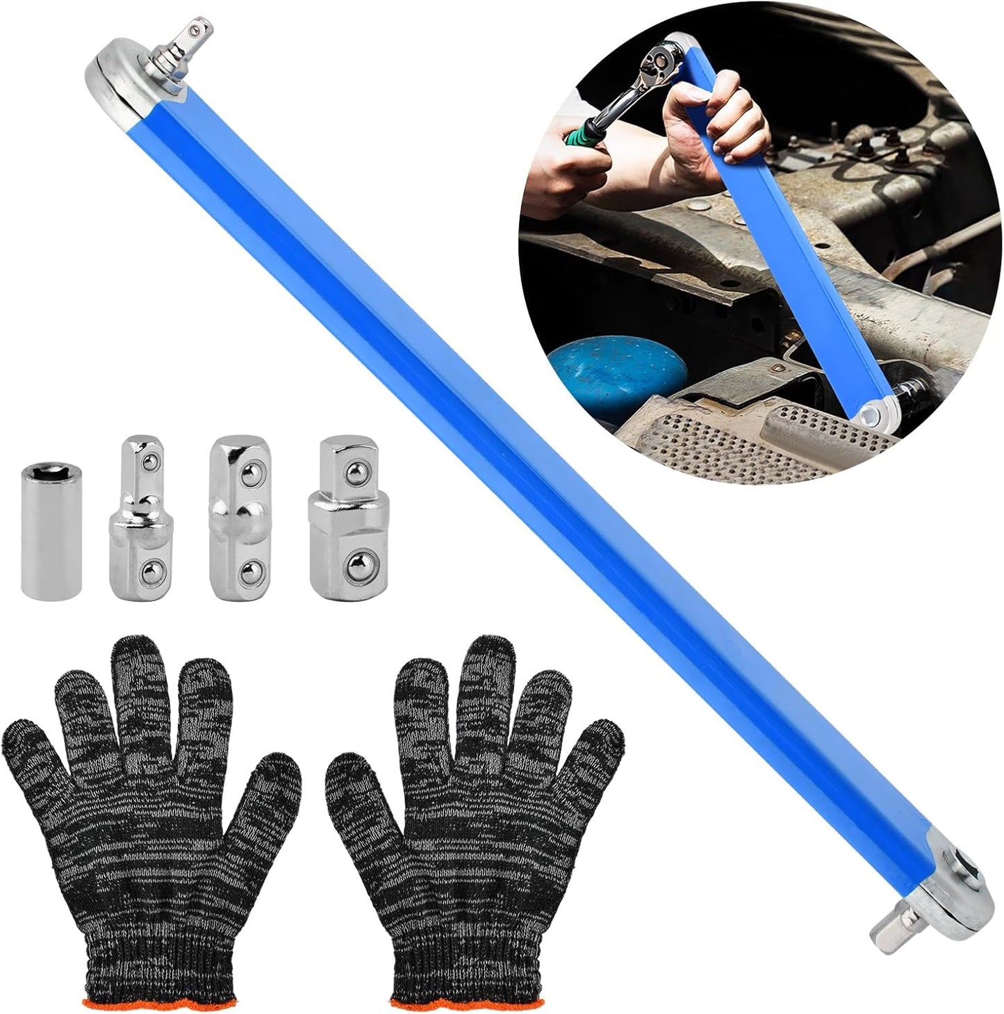 Llave extensión 15pulg giratoria adaptadores 1/2-3/8-1/4