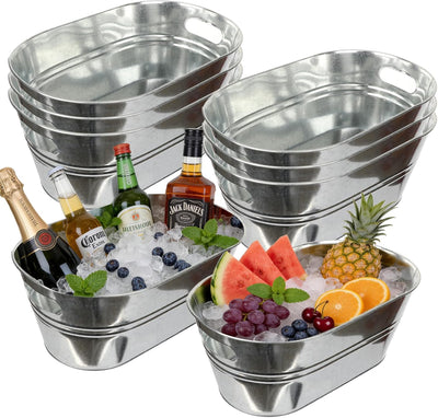 8 Cubetas Galvanizadas 4gal con Asa para Bebidas y Cócteles