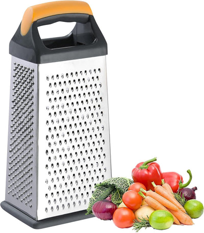 Rallador queso acero inox 4 lados con asa y rebanador