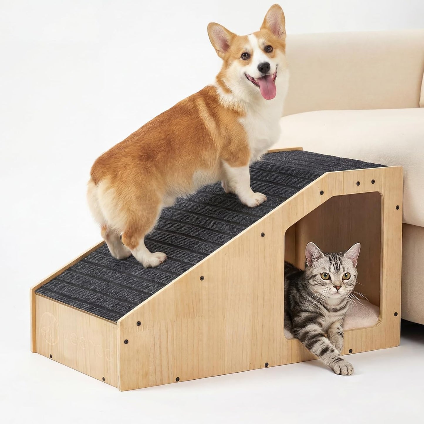 Rampa madera para perros pequeños subir cama antideslizante