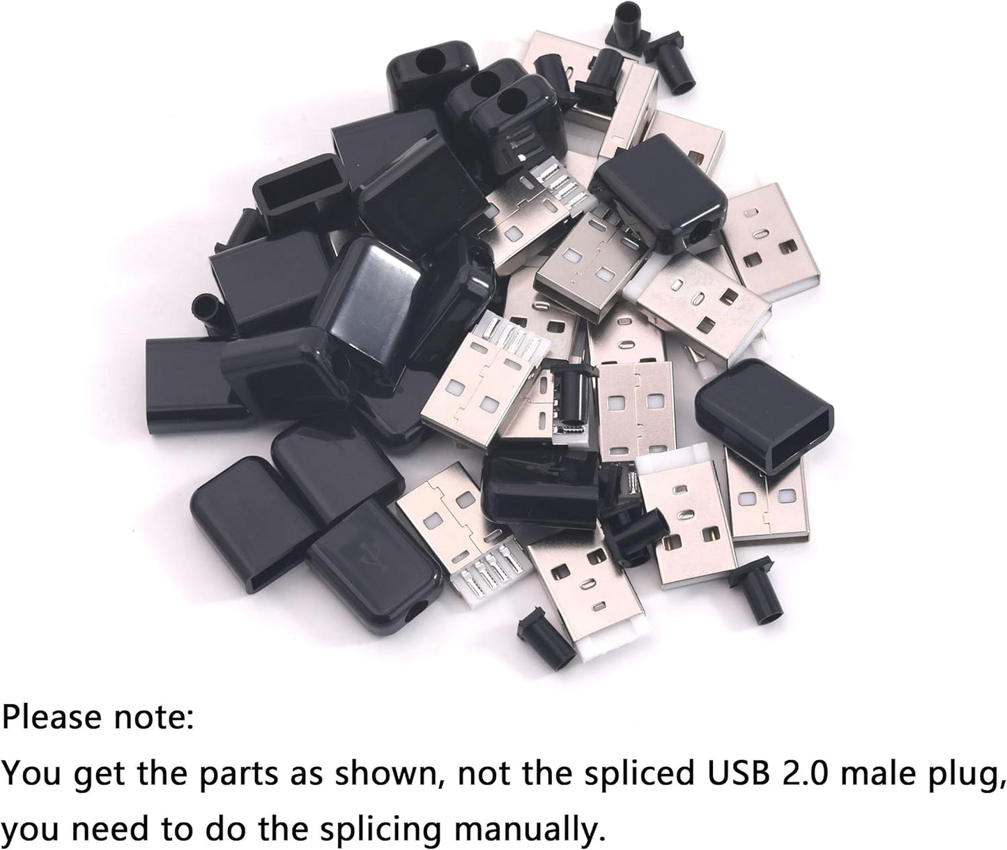 20 Conectores USB 2.0 Tipo A Negro para Soldadura