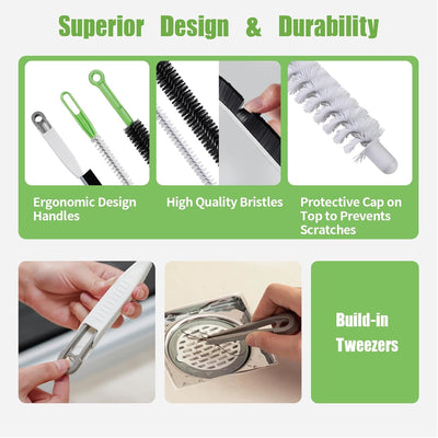 Kit 3 Pzas Cepillos Limpieza Flexible Drenaje Grietas