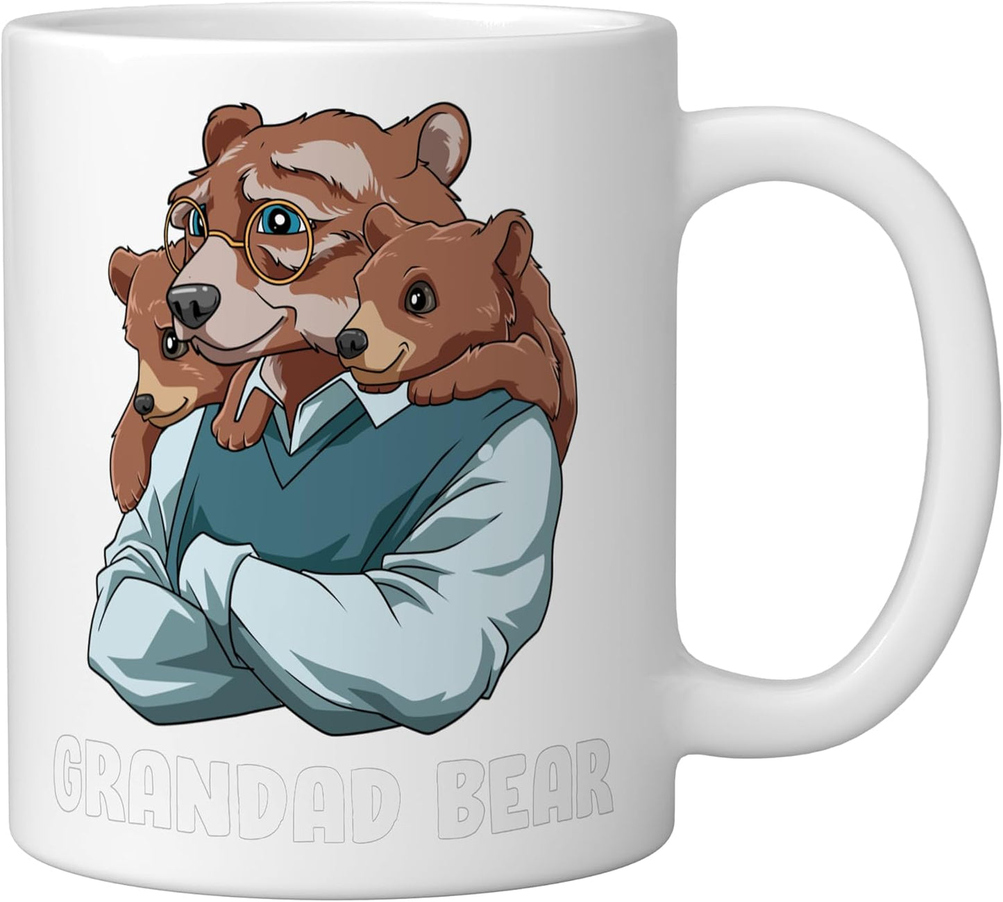 Taza de cerámica para abuelo y nieto con osos blancos