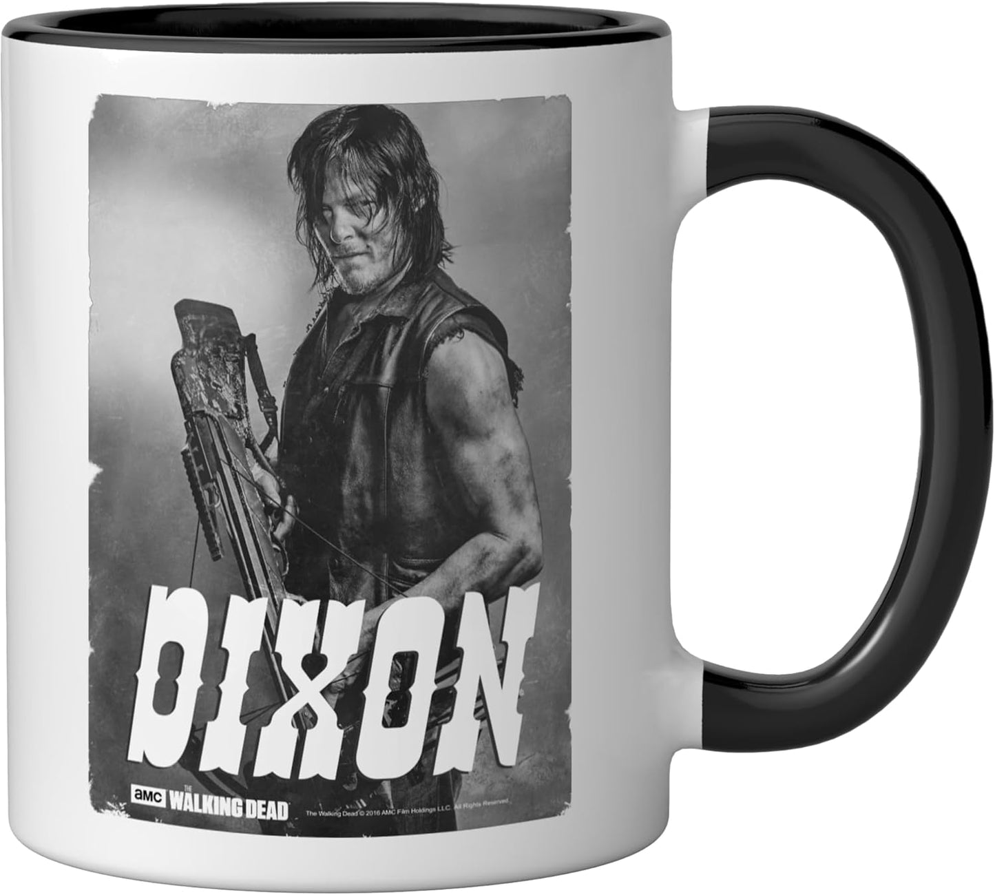 Taza de cerámica Daryl Silver Portrait negra/blanca
