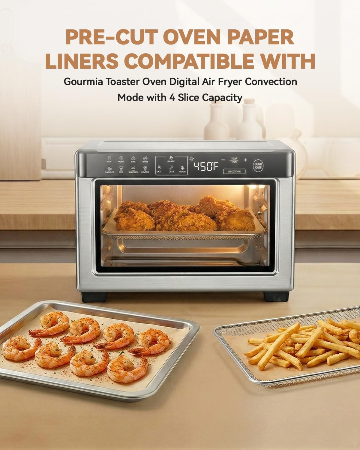 125 Forros Pergamino Comp Gourmia Freidora Aire 10qt Antiadherentes