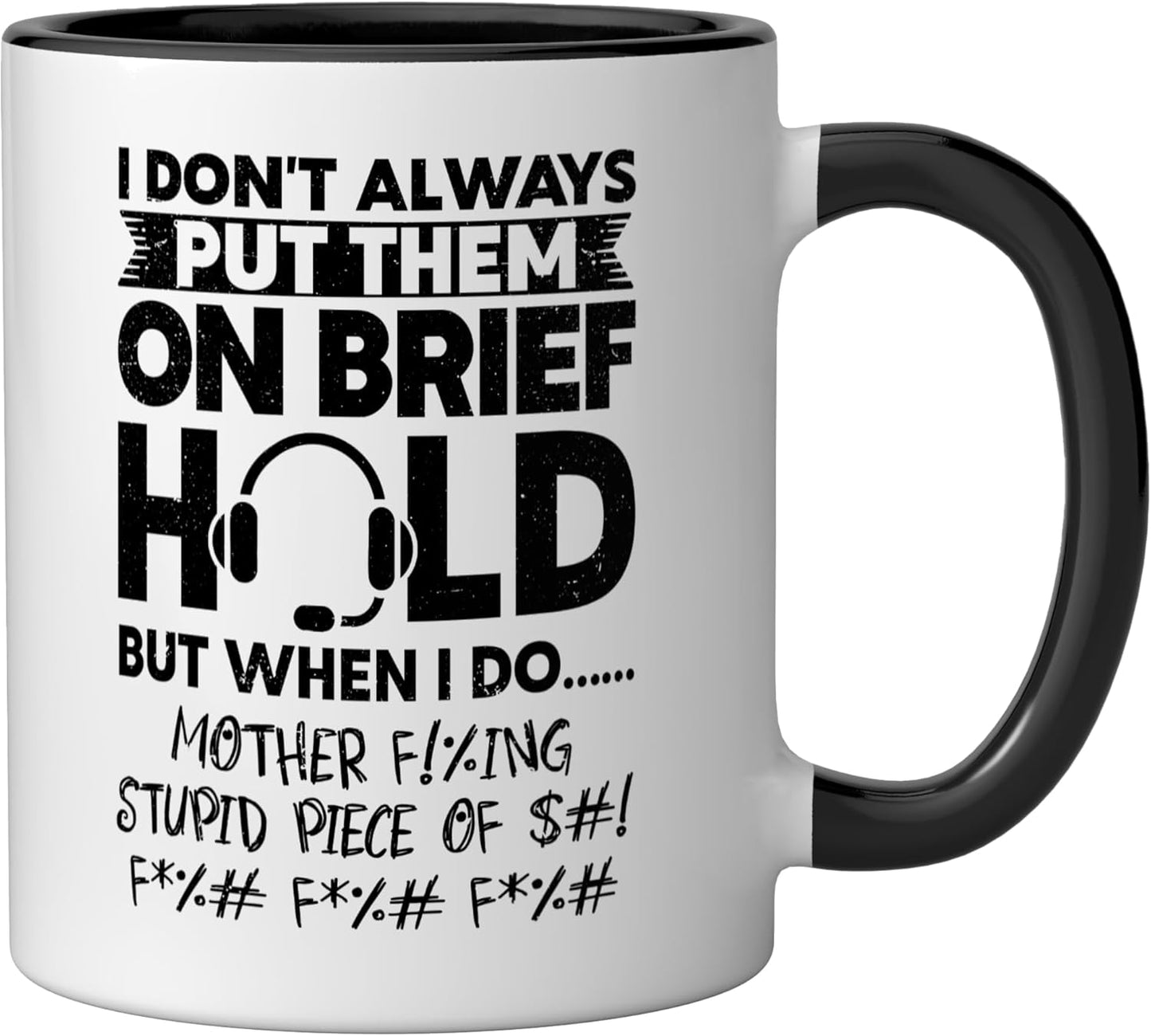 Taza de cerámica para representante de servicio al cliente divertido negro/blanco