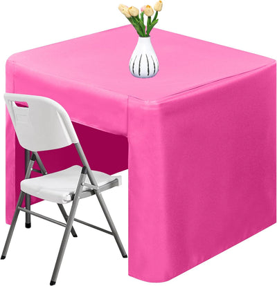 Mantel cuadrado de poliéster para mesa plegable color rosa
