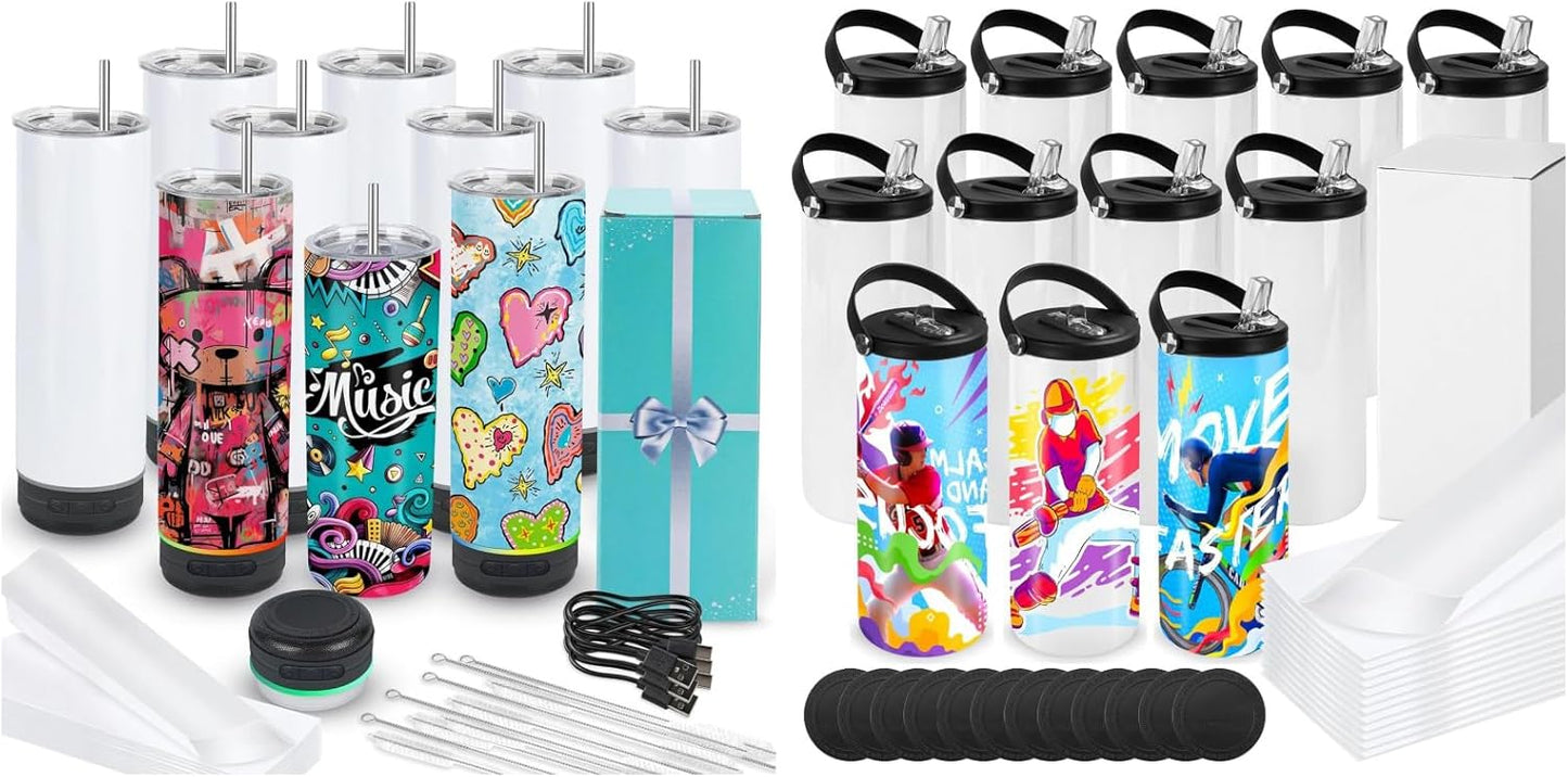 Pack 10 Vasos Sublimación 20oz Con Bluetooth 12 Botellas