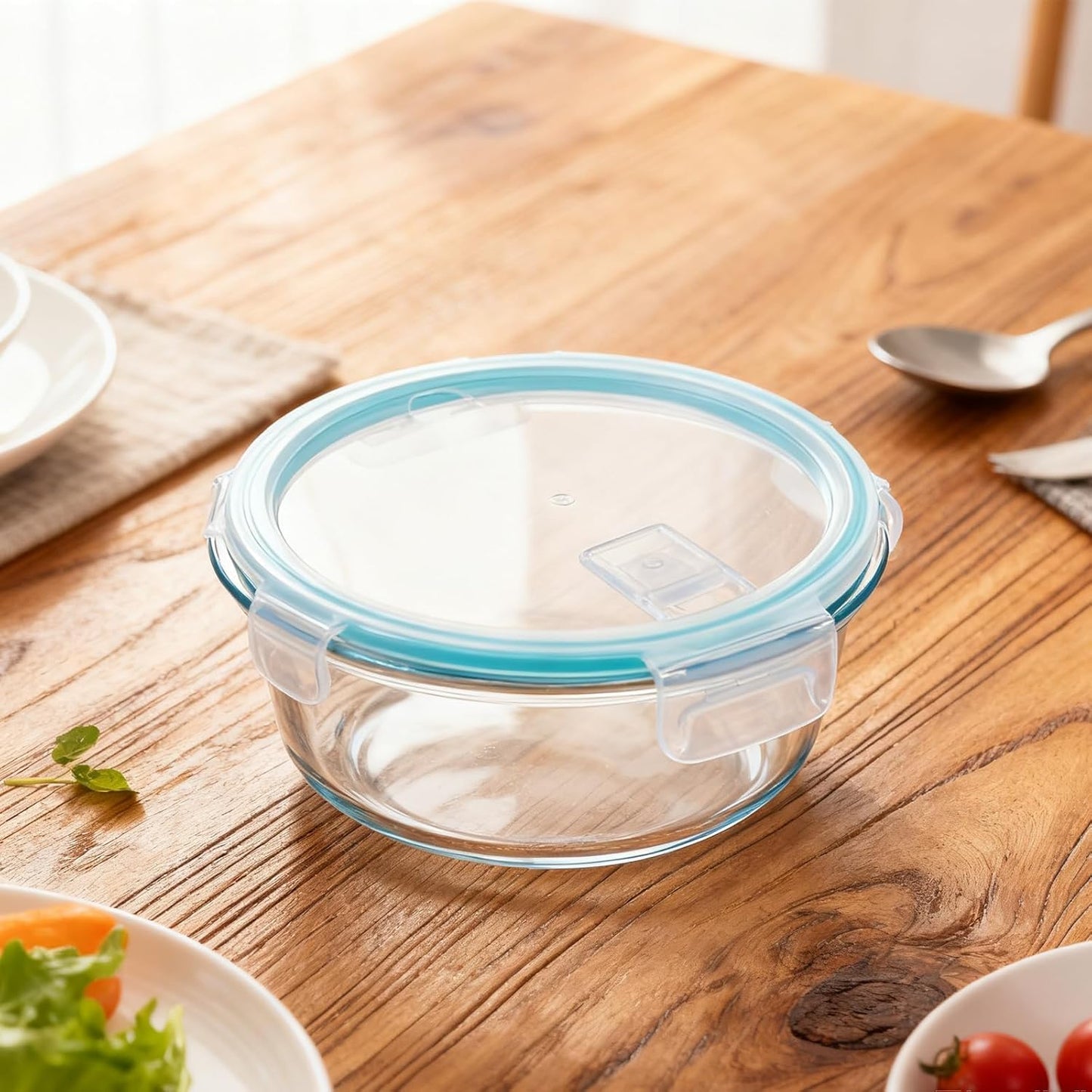 Juego de recipientes de vidrio para alimentos con tapas selladas