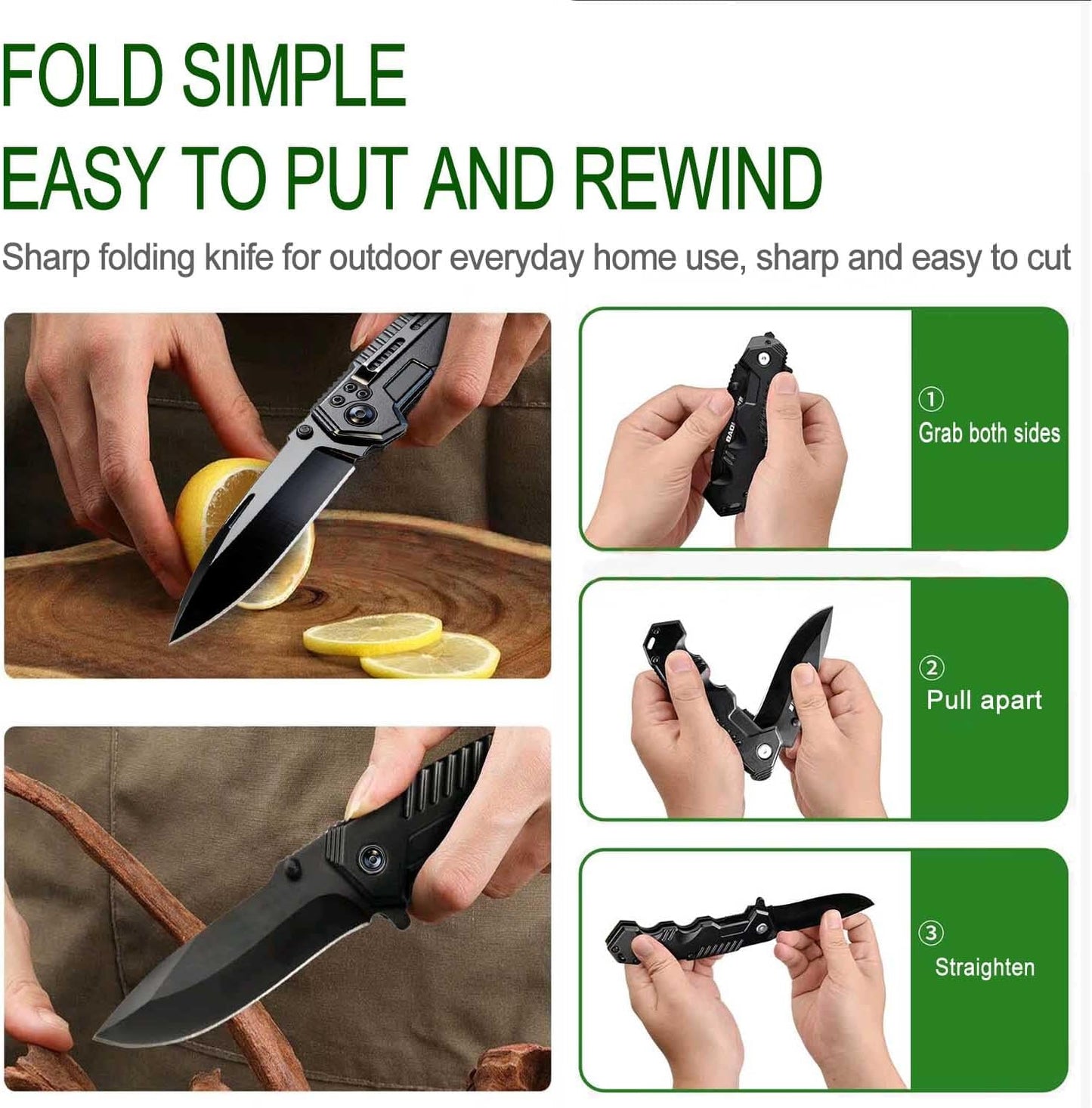 Cuchillo bolsillo mini aluminio 7.9pulg mango portátil
