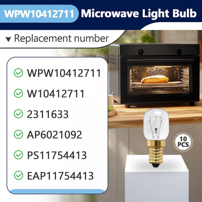 10 Bombillas para Microondas Whirlpool E14