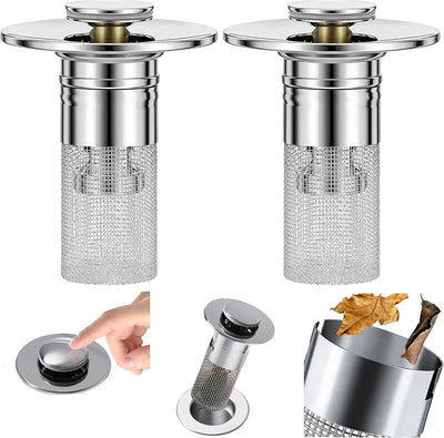 Tapón drenaje baño universal con colador y filtro acero inox