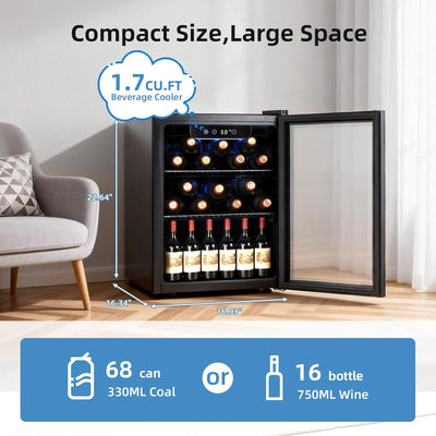 Enfriador bebidas 1.7pies3 68 latas puerta acero inox